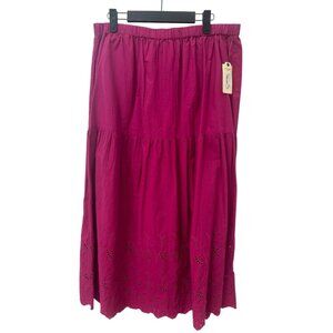 NEW St. John's Bay Women's Pink Tiered Maxi Skirt Size Large